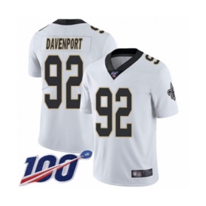 Youth New Orleans Saints #92 Marcus Davenport White Vapor Untouchable Limited Player 100th Season Football Jersey