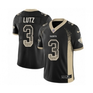Youth Nike New Orleans Saints #3 Wil Lutz Limited Black Rush Drift Fashion NFL Jersey