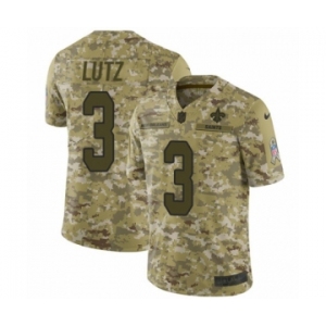 Youth Nike New Orleans Saints #3 Wil Lutz Limited Camo 2018 Salute to Service NFL Jersey