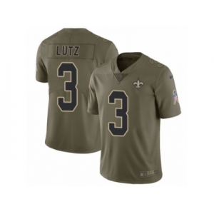 Youth Nike New Orleans Saints #3 Will Lutz Limited Olive 2017 Salute to Service NFL Jersey