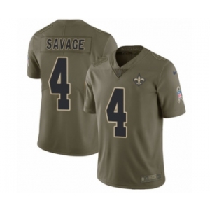 Youth Nike New Orleans Saints #4 Tom Savage Limited Olive 2017 Salute to Service NFL Jersey