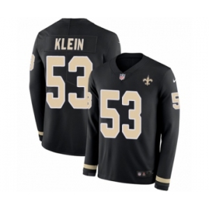 Youth Nike New Orleans Saints #53 A.J. Klein Limited Black Therma Long Sleeve NFL Jersey