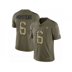 Youth Nike New Orleans Saints #6 Thomas Morstead Limited Olive Camo 2017 Salute to Service NFL Jersey