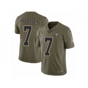 Youth Nike New Orleans Saints #7 Morten Andersen Limited Olive 2017 Salute to Service NFL Jersey