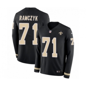 Youth Nike New Orleans Saints #71 Ryan Ramczyk Limited Black Therma Long Sleeve NFL Jersey