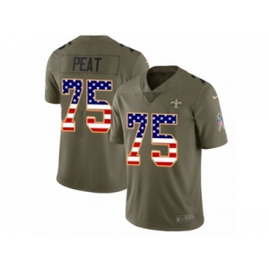 Youth Nike New Orleans Saints #75 Andrus Peat Limited Olive USA Flag 2017 Salute to Service NFL Jersey