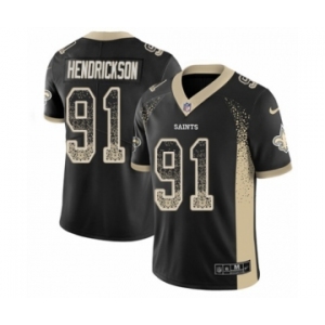 Youth Nike New Orleans Saints #91 Trey Hendrickson Limited Black Rush Drift Fashion NFL Jersey