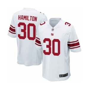 Men's New York Giants #30 Antonio Hamilton Game White Football Jersey