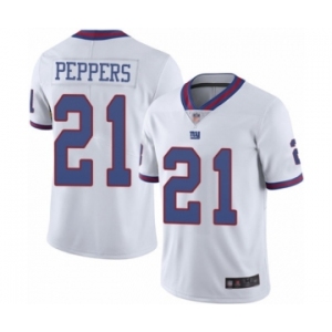 Men's New York Giants #21 Jabrill Peppers Elite White Rush Vapor Untouchable Football Jersey