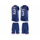 Men's Nike New York Giants #3 Geno Smith Limited Royal Blue Tank Top Suit NFL Jersey