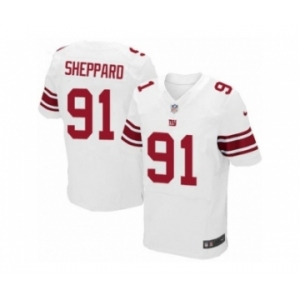 Men's Nike New York Giants #91 Kelvin Sheppard Elite White NFL Jersey