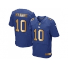 Nike New York Giants #10 Eli Manning Royal Blue Team Color Men's Stitched NFL Elite Gold Jersey