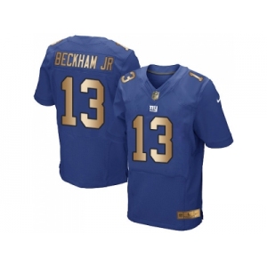 Nike New York Giants #13 Odell Beckham Jr Royal Blue Team Color Men's Stitched NFL Elite Gold Jersey