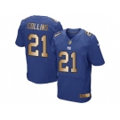 Nike New York Giants #21 Landon Collins Royal Blue Team Color Men's Stitched NFL Elite Gold Jersey