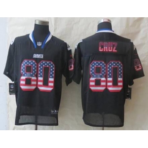 nike nfl jerseys new york giants #80 cruz black[Elite USA flag fashion]