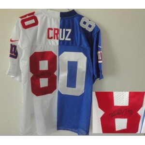 nike nfl jerseys new york giants #80 cruz white-blue[Elite split signature]