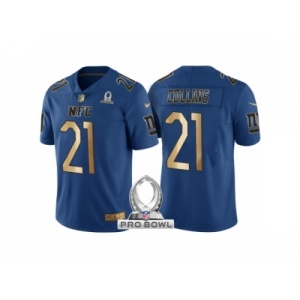 Men New York Giants #21 Landon Collins NFC 2017 Pro Bowl Blue Gold Limited Jersey