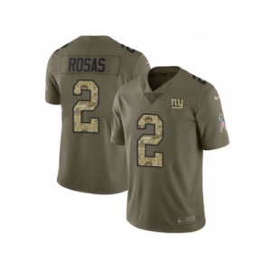 Men Nike New York Giants #2 Aldrick Rosas Limited Olive Camo 2017 Salute to Service NFL Jersey