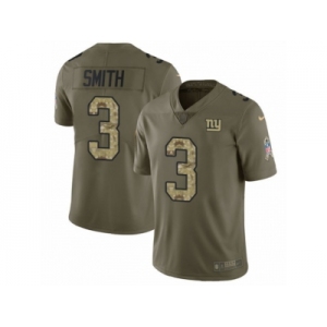 Men Nike New York Giants #3 Geno Smith Limited Olive Camo 2017 Salute to Service NFL Jersey