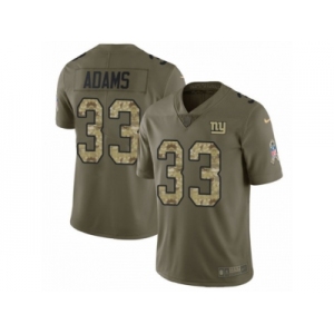 Men Nike New York Giants #33 Andrew Adams Limited Olive Camo 2017 Salute to Service NFL Jersey