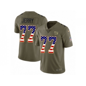 Men Nike New York Giants #77 John Jerry Limited Olive USA Flag 2017 Salute to Service NFL Jersey