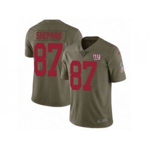 Men Nike New York Giants #87 Sterling Shepard Limited Olive 2017 Salute to Service NFL Jersey