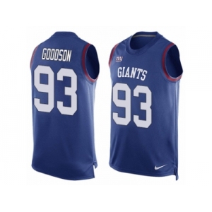 Men Nike New York Giants #93 B.J. Goodson Limited Royal Blue Player Name & Number Tank Top NFL Jersey