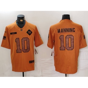 Men's New York Giants #10 Eli Manning 2023 Brown Salute To Service Limited Stitched Jersey
