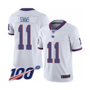 Men's New York Giants #11 Phil Simms Limited White Rush Vapor Untouchable 100th Season Football Jersey