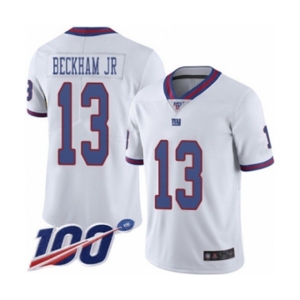 Men's New York Giants #13 Odell Beckham Jr Limited White Rush Vapor Untouchable 100th Season Football Jersey