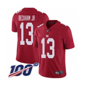 Men's New York Giants #13 Odell Beckham Jr Red Limited Red Inverted Legend 100th Season Football Jersey