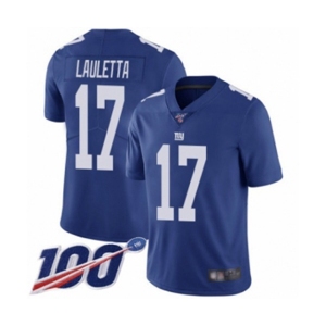 Men's New York Giants #17 Kyle Lauletta Royal Blue Team Color Vapor Untouchable Limited Player 100th Season Football Jersey