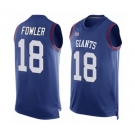 Men's New York Giants #18 Bennie Fowler Limited Royal Blue Player Name & Number Tank Top Football Jersey