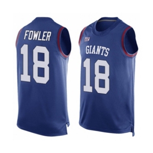 Men's New York Giants #18 Bennie Fowler Limited Royal Blue Player Name & Number Tank Top Football Jersey