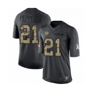 Men's New York Giants #21 Jabrill Peppers Limited Black 2016 Salute to Service Football Jersey