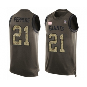 Men's New York Giants #21 Jabrill Peppers Limited Green Salute to Service Tank Top Football Jersey