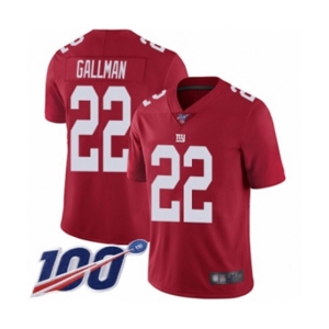 Men's New York Giants #22 Wayne Gallman Red Limited Red Inverted Legend 100th Season Football Jersey