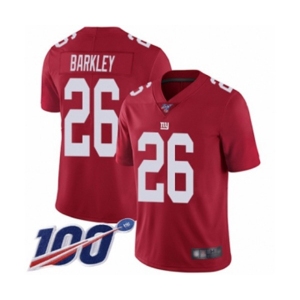 Men's New York Giants #26 Saquon Barkley Red Limited Red Inverted Legend 100th Season Football Jersey