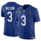 Men's New York Giants #3 Russell Wilson Blue 2025 F.U.S.E. With 4-star C Patch And Walter Payton Patch Vapor Untouchable Limited Football Stitched Jersey