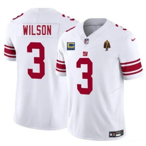 Men's New York Giants #3 Russell Wilson White 2025 F.U.S.E. With 4-star C Patch And Walter Payton Patch Vapor Untouchable Limited Football Stitched Jersey