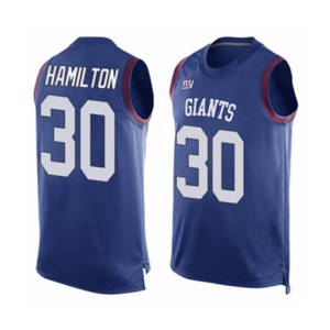 Men's New York Giants #30 Antonio Hamilton Limited Royal Blue Player Name & Number Tank Top Football Jersey