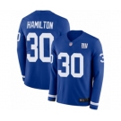 Men's New York Giants #30 Antonio Hamilton Limited Royal Blue Therma Long Sleeve Football Jersey