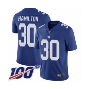 Men's New York Giants #30 Antonio Hamilton Royal Blue Team Color Vapor Untouchable Limited Player 100th Season Football Jersey