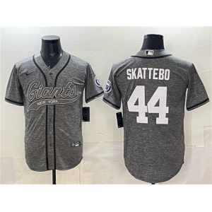 Men's New York Giants #44 Cam Skattebo Gray With Patch Cool Base Stitched Baseball Jersey