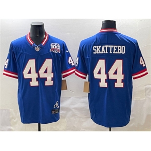 Men's New York Giants #44 Cam Skattebo Royal 2025 Draft F.U.S.E. 100th Season & State Patch Vapor Limited Football Stitched Jersey