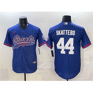 Men's New York Giants #44 Cam Skattebo Royal Pinstripe With Patch Cool Base Stitched Baseball Jersey
