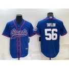 Men's New York Giants #56 Lawrence Taylor Blue Stitched MLB Cool Base Nike Baseball Jersey