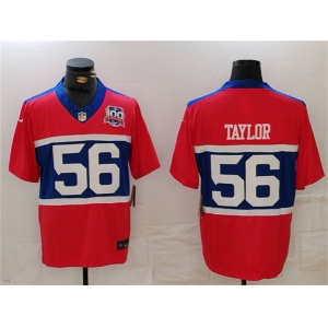 Men's New York Giants #56 Lawrence Taylor Century Red 100TH Season Commemorative Patch Limited Football Stitched Jersey
