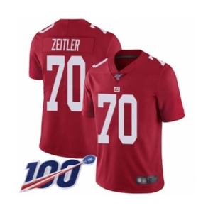 Men's New York Giants #70 Kevin Zeitler Red Limited Red Inverted Legend 100th Season Football Jersey