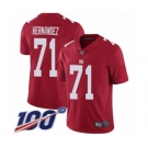 Men's New York Giants #71 Will Hernandez Red Limited Red Inverted Legend 100th Season Football Jersey